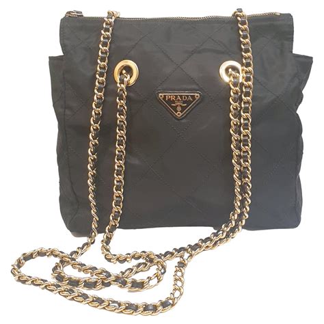 prada black bag gold chain|prada chain bag price.